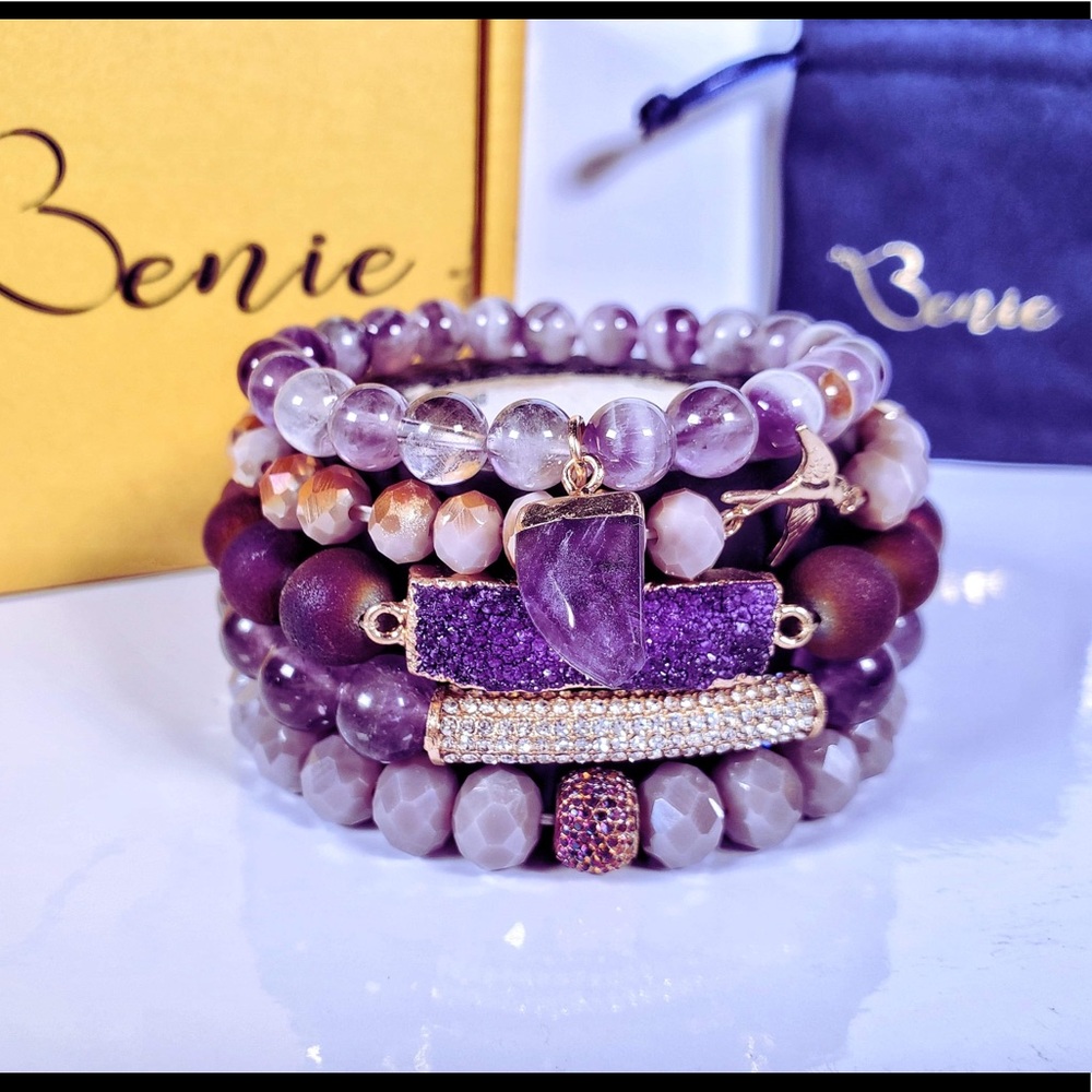 Amethyst Bundle 5 Stack Bracelet